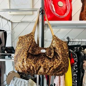 Joyce Boyce Leopard Sequin Gold Tote